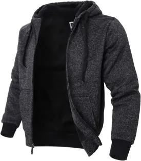 Mens Hoodies Zip Up Thick Sherpa Lined Heavyweight Workout Winter Warm Sweatshirt Jackets