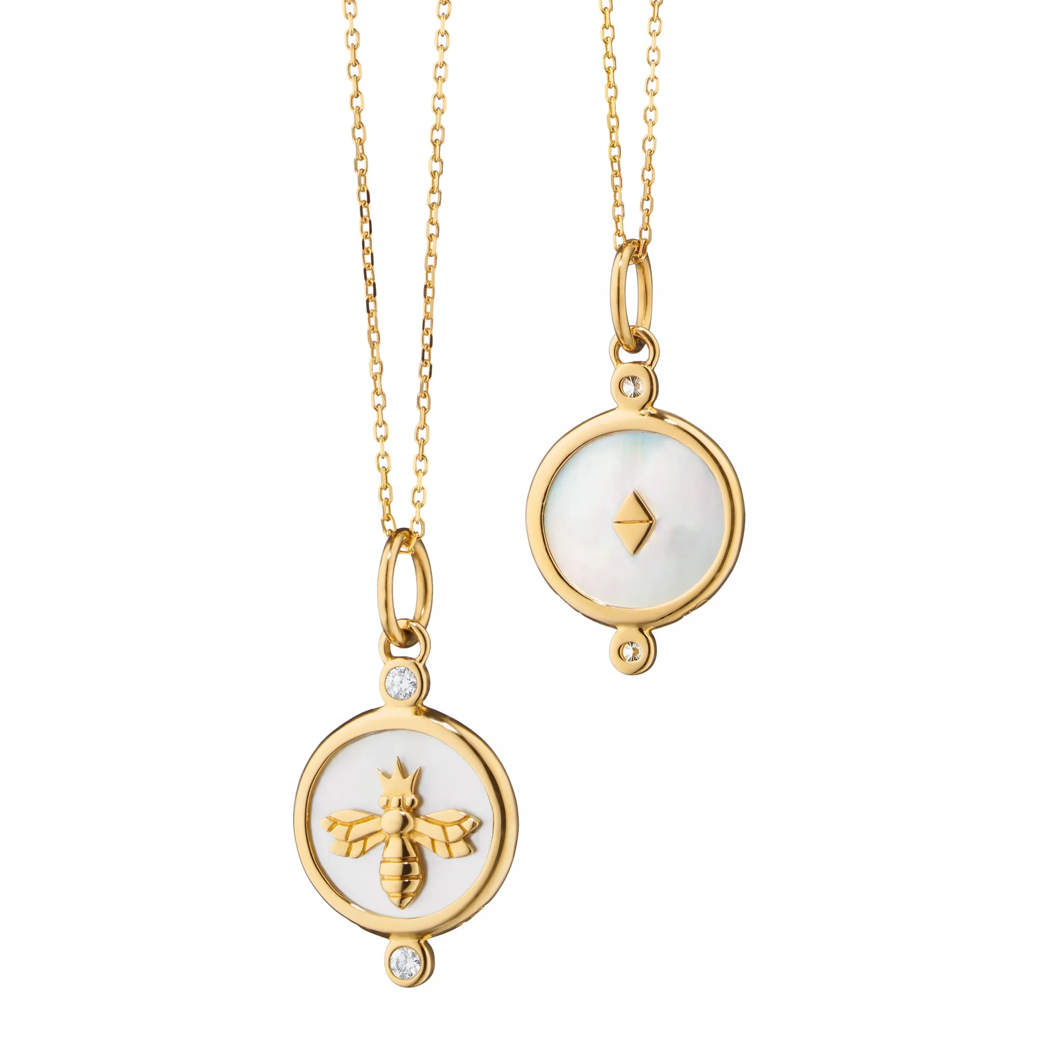 Mother of Pearl "Queen Bee" 18K Gold Charm Necklace