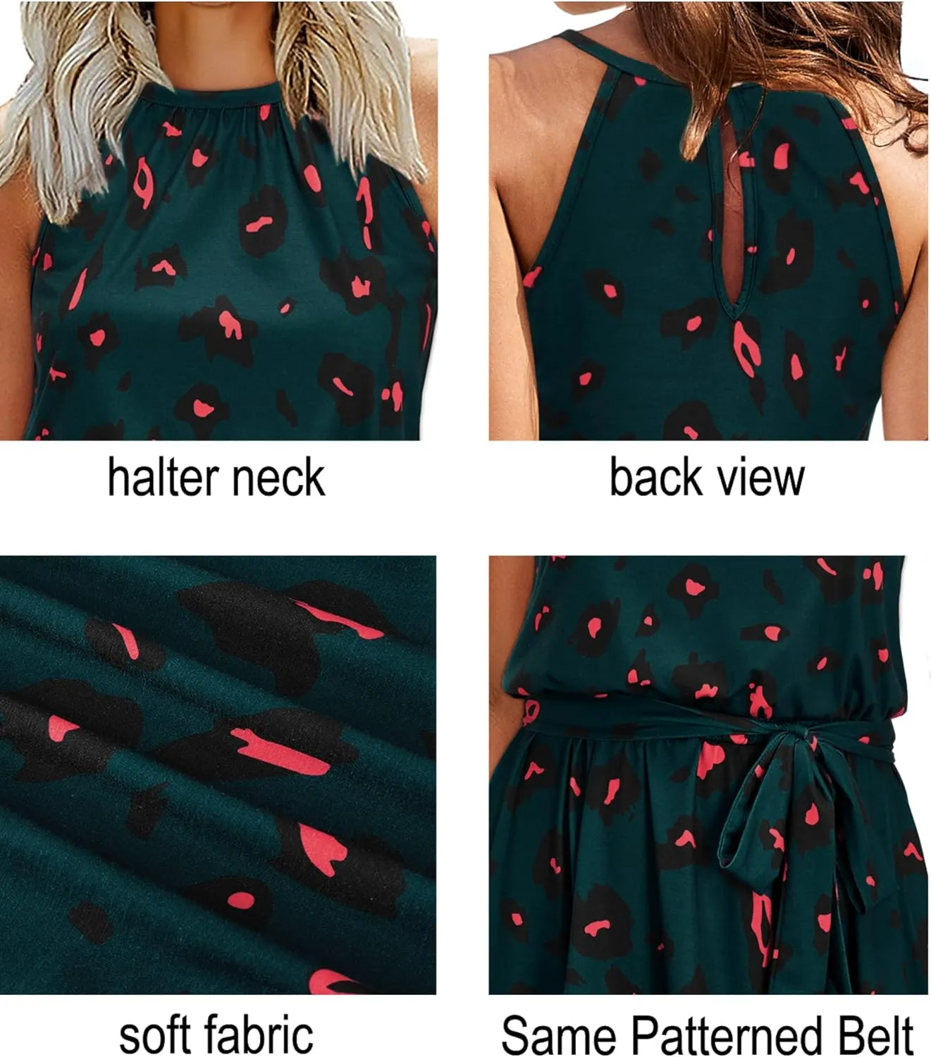 Newshows Womens 2025 Summer Dress Halter Wedding Guest Casual Beach Vacation Outfits Belted Sundresses with Pockets