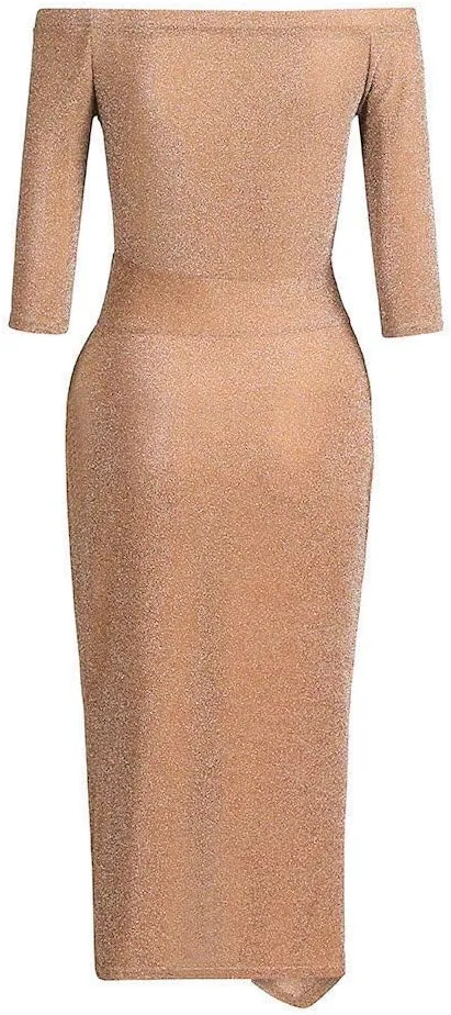 Off Shoulder Cocktail Dresses with Slit Women 2025 Sexy Elegant Formal Bodycon Ruched Long Dress Party Club Wear