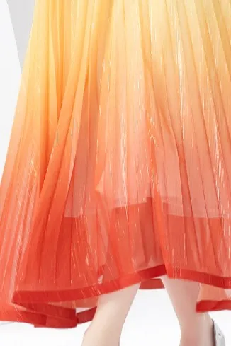 Ombré Maxi Pleated Dress