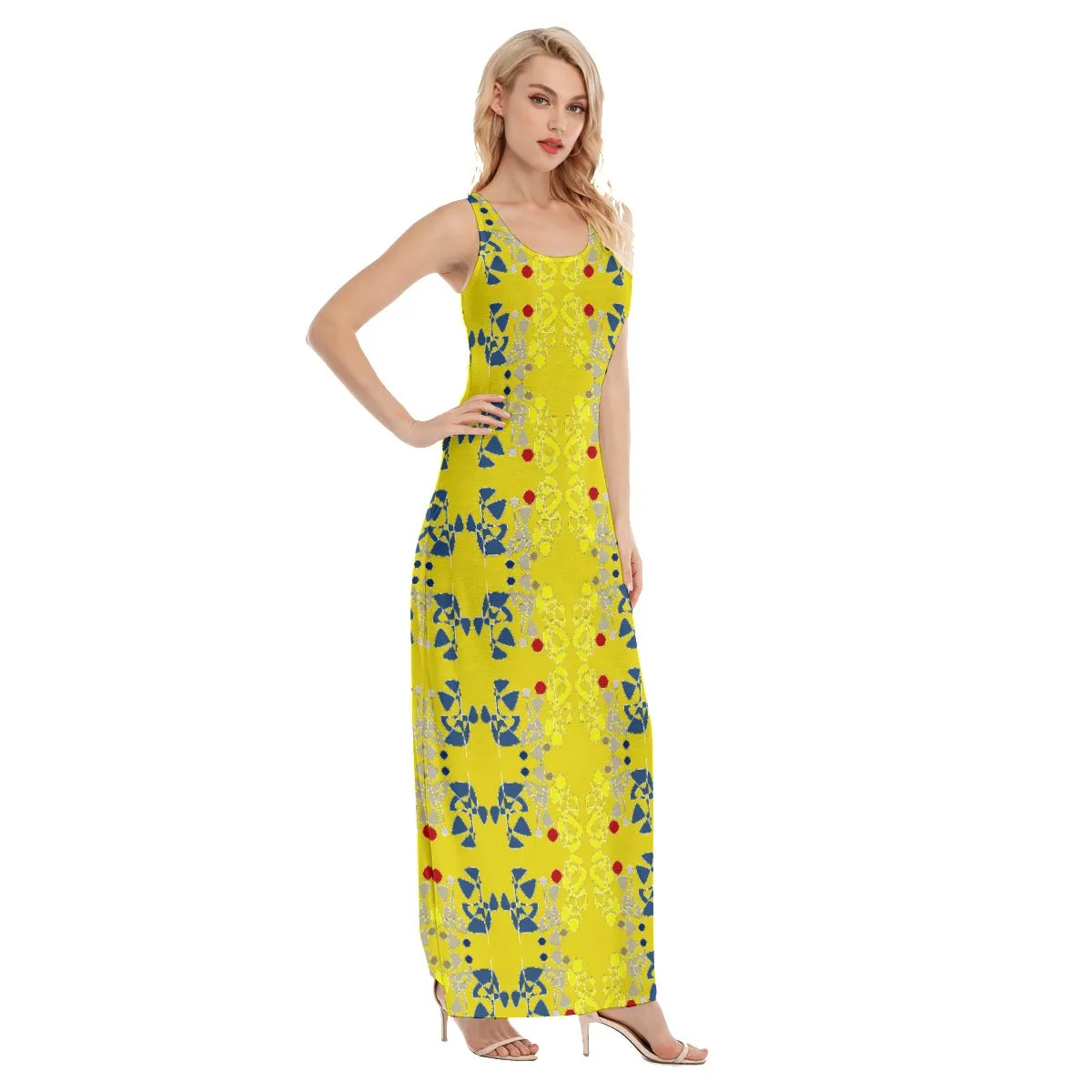 Origen Destination Women's Yellow Patterned Vest Dress