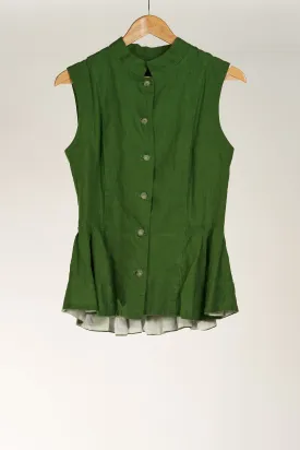 Peplum Vest, Spring Green, Sleeveless