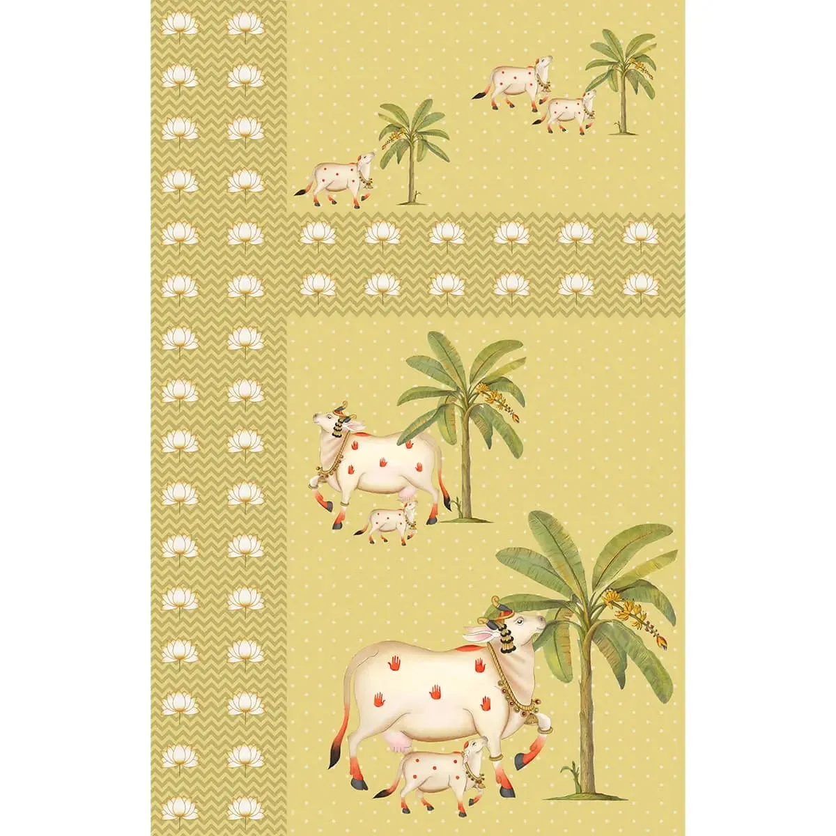 Pichwai Yellow Garden Wallpaper for Rooms