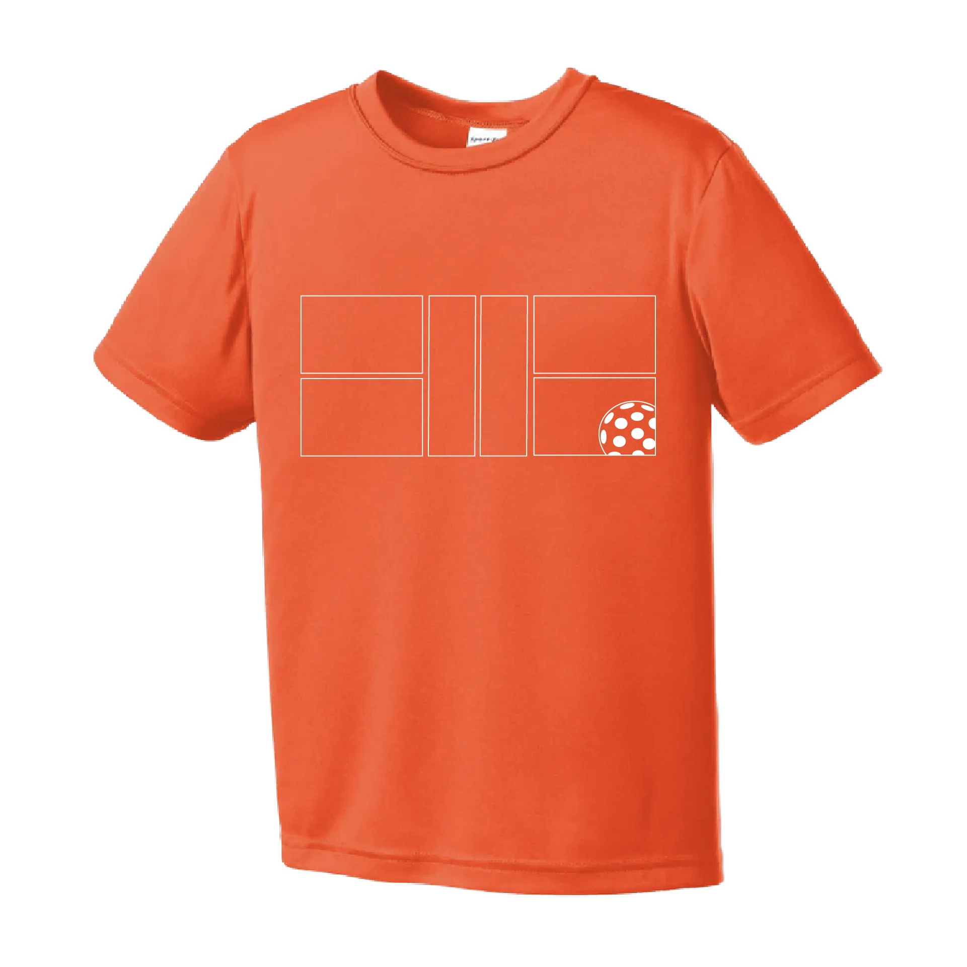 Pickleball Court with Pickleball | Youth Short Sleeve Athletic Shirt | 100% Polyester