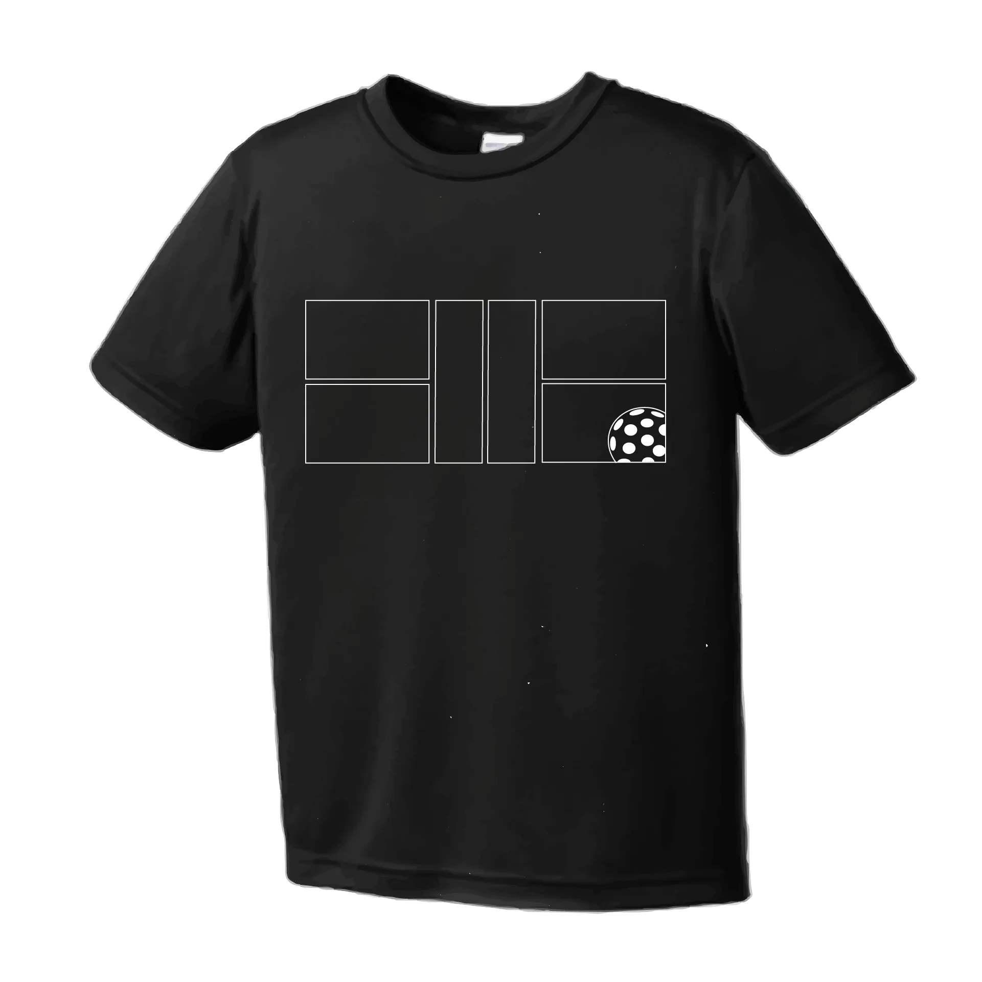 Pickleball Court with Pickleball | Youth Short Sleeve Athletic Shirt | 100% Polyester
