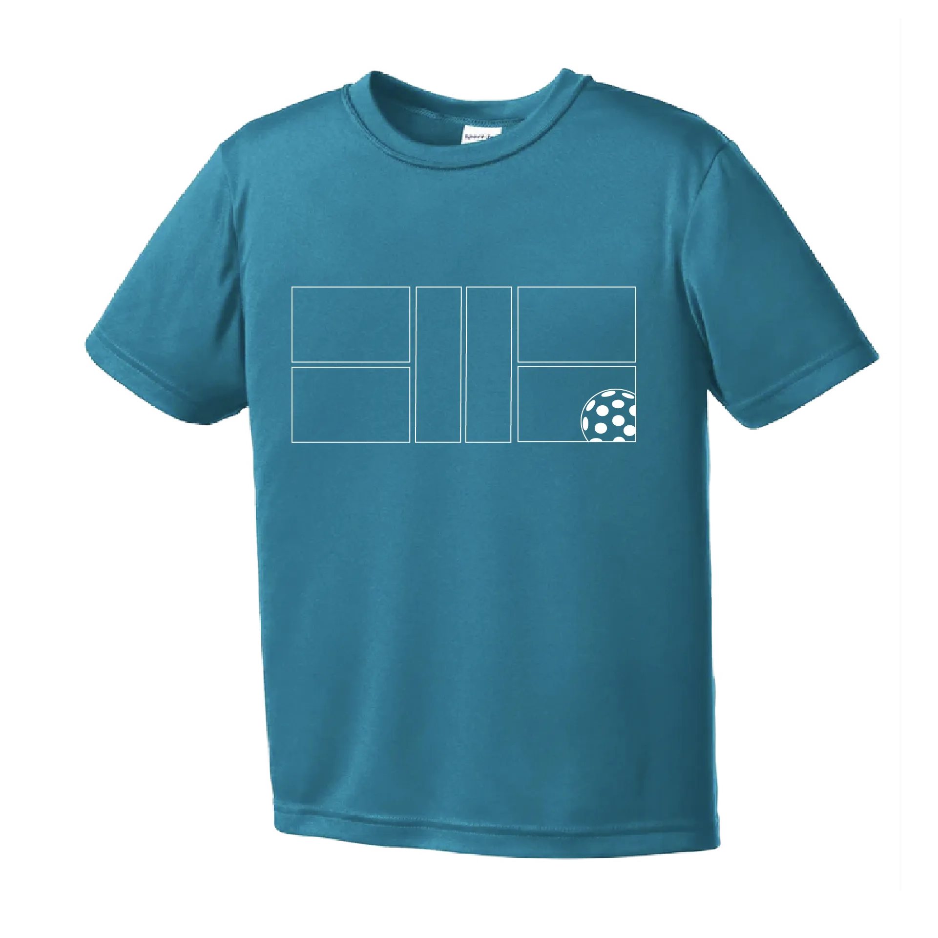 Pickleball Court with Pickleball | Youth Short Sleeve Athletic Shirt | 100% Polyester