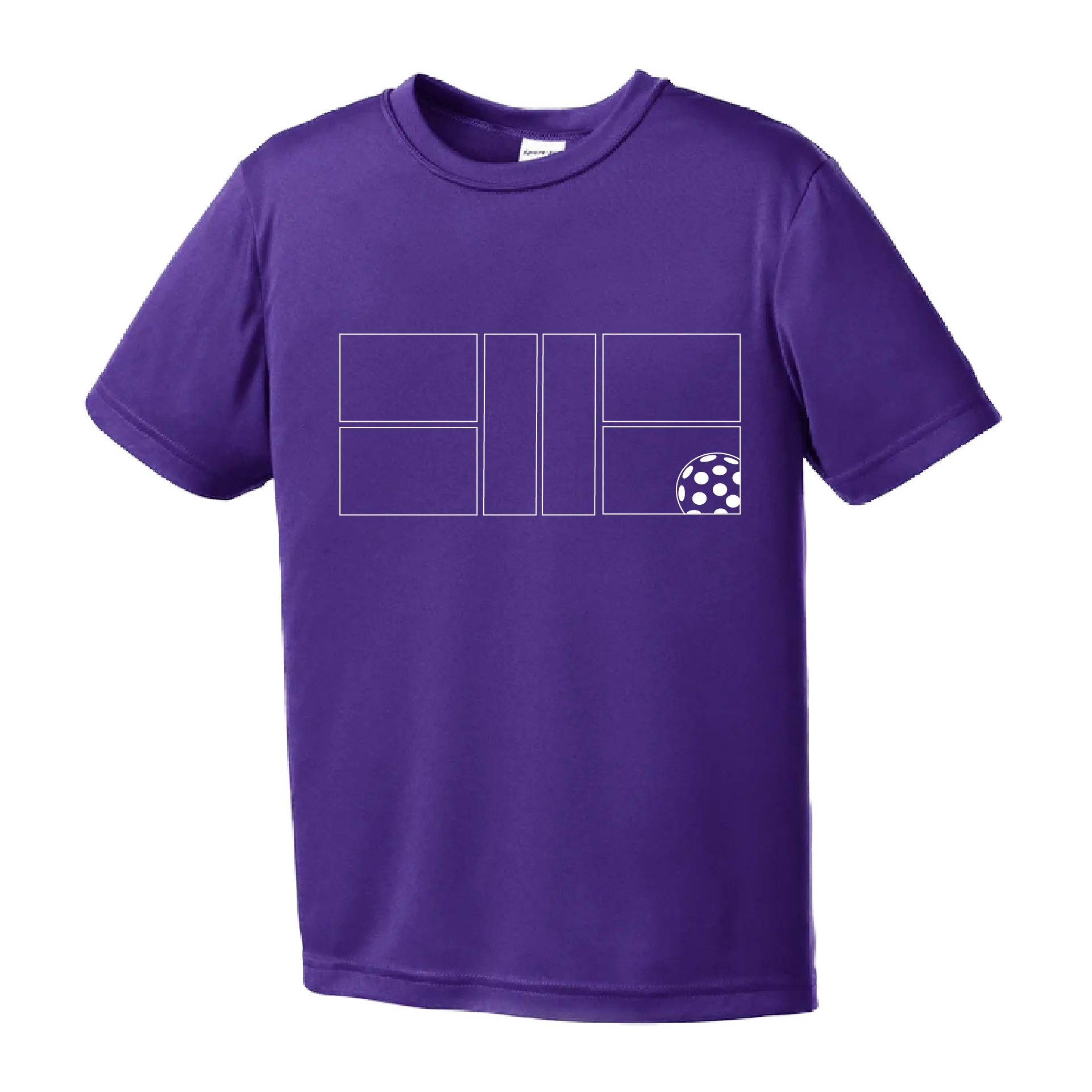 Pickleball Court with Pickleball | Youth Short Sleeve Athletic Shirt | 100% Polyester