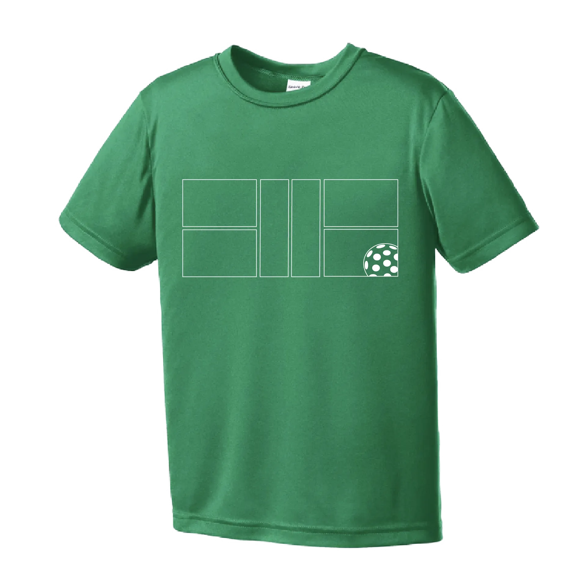 Pickleball Court with Pickleball | Youth Short Sleeve Athletic Shirt | 100% Polyester