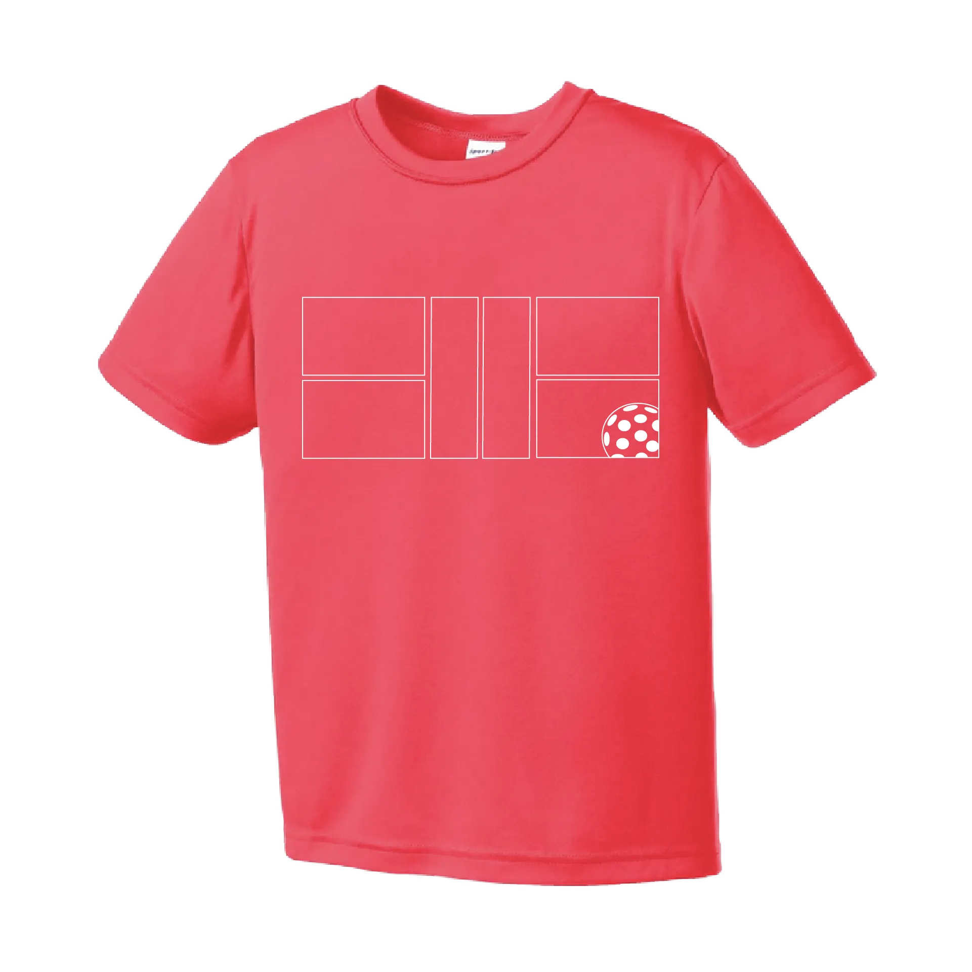 Pickleball Court with Pickleball | Youth Short Sleeve Athletic Shirt | 100% Polyester