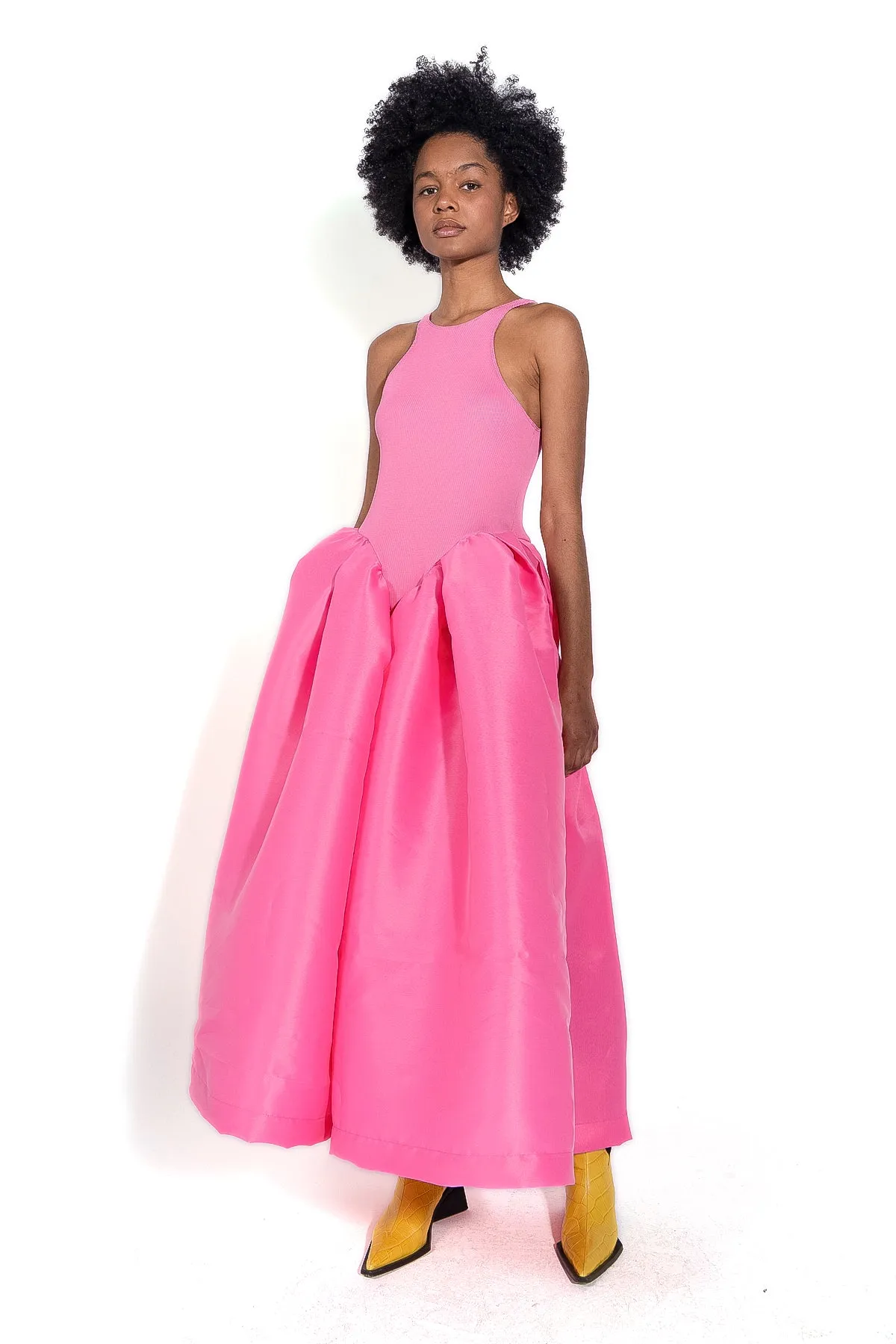 PINK DRESS WITH TANK TOP SCOOPED