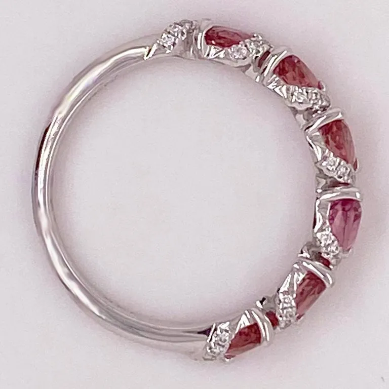 Pink Tourmaline Diamond Stackable Ring