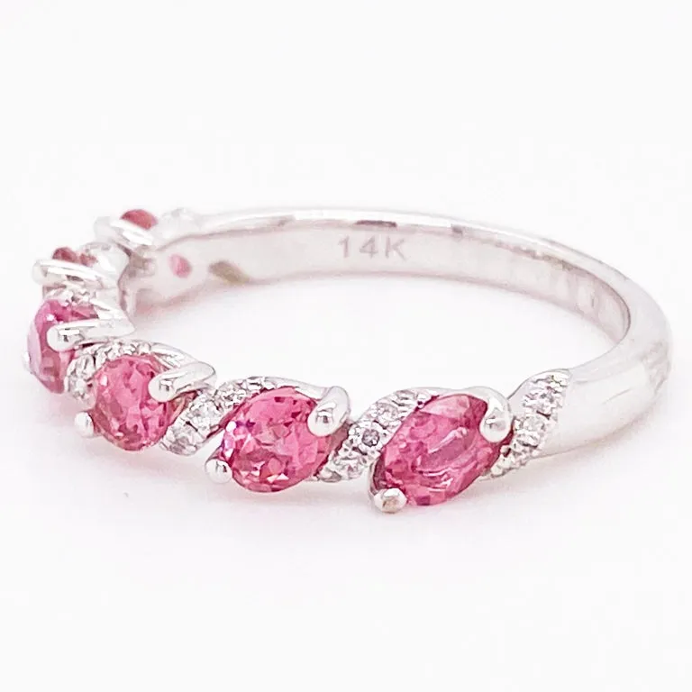 Pink Tourmaline Diamond Stackable Ring