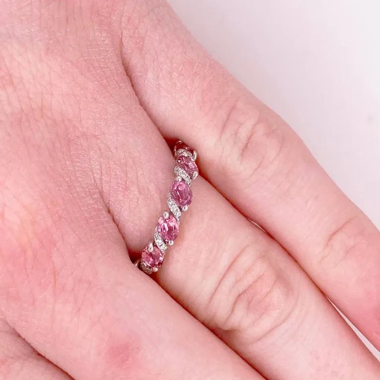 Pink Tourmaline Diamond Stackable Ring