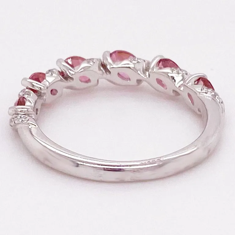Pink Tourmaline Diamond Stackable Ring