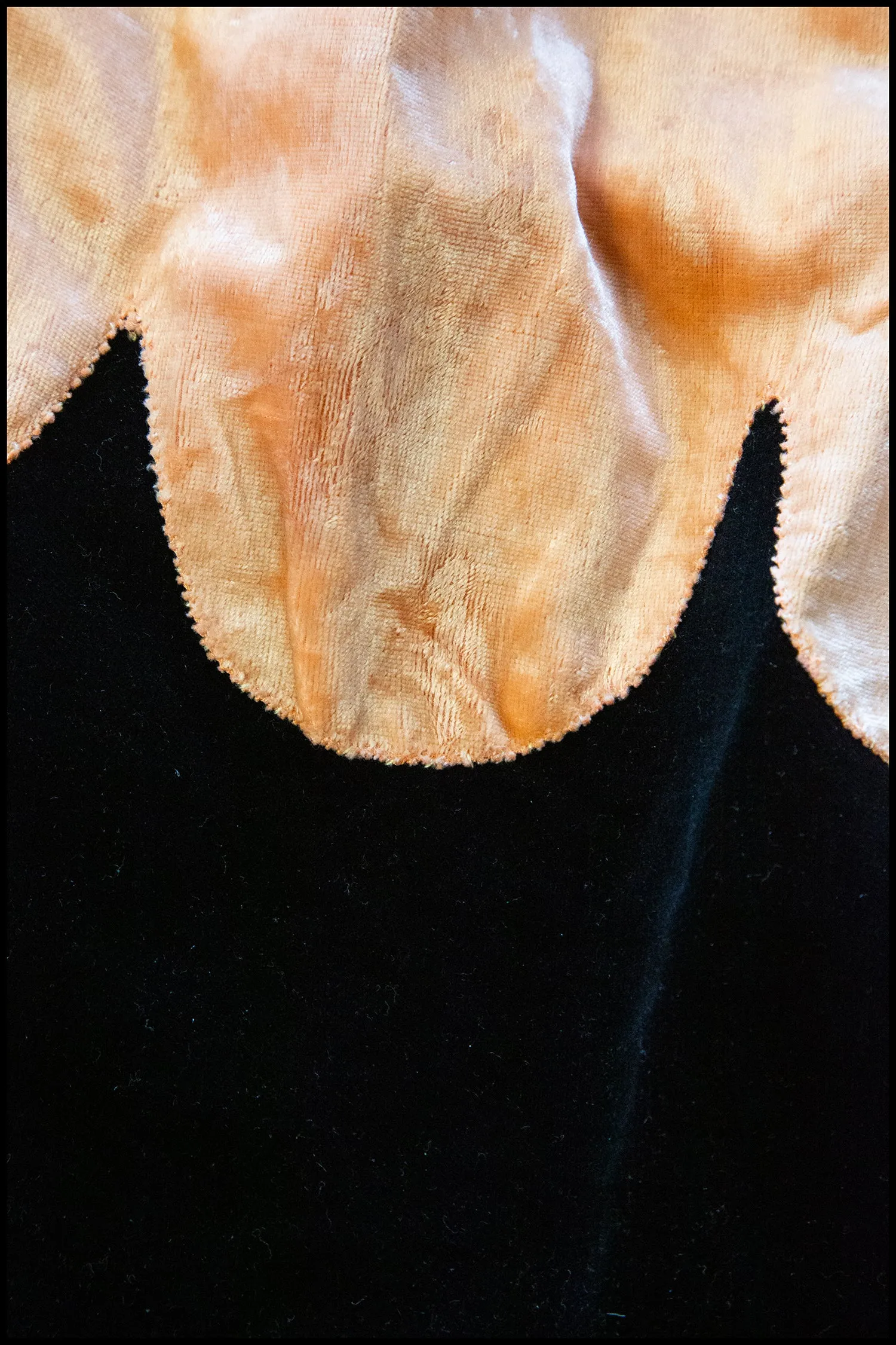 RESERVED Vintage 1920s Peach Velvet Scallop Hem Dress