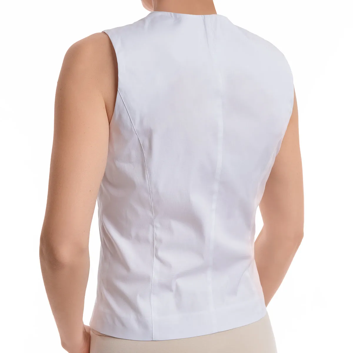 Ruffle Neck Vest in White