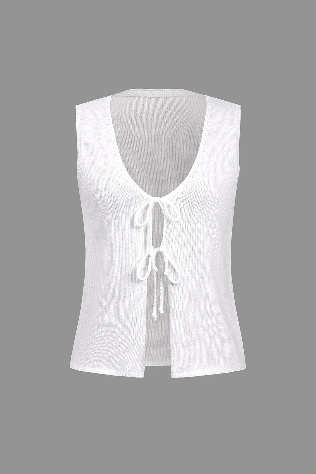 Solid Tie Front Knit Vest