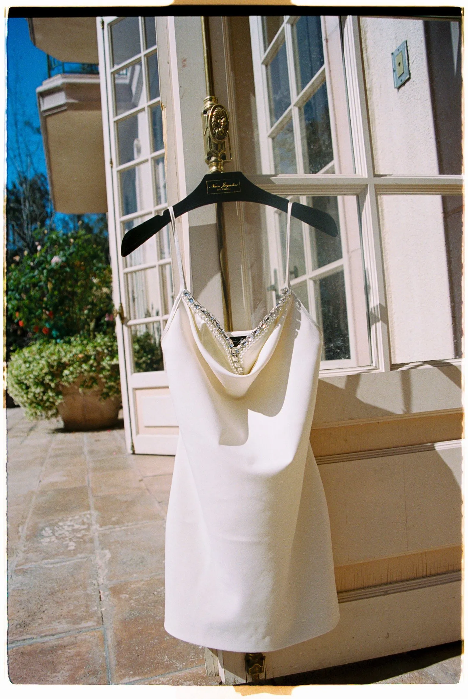 Sparkly Rhinestone Pearl Rehearsal Dinner Guest Dress