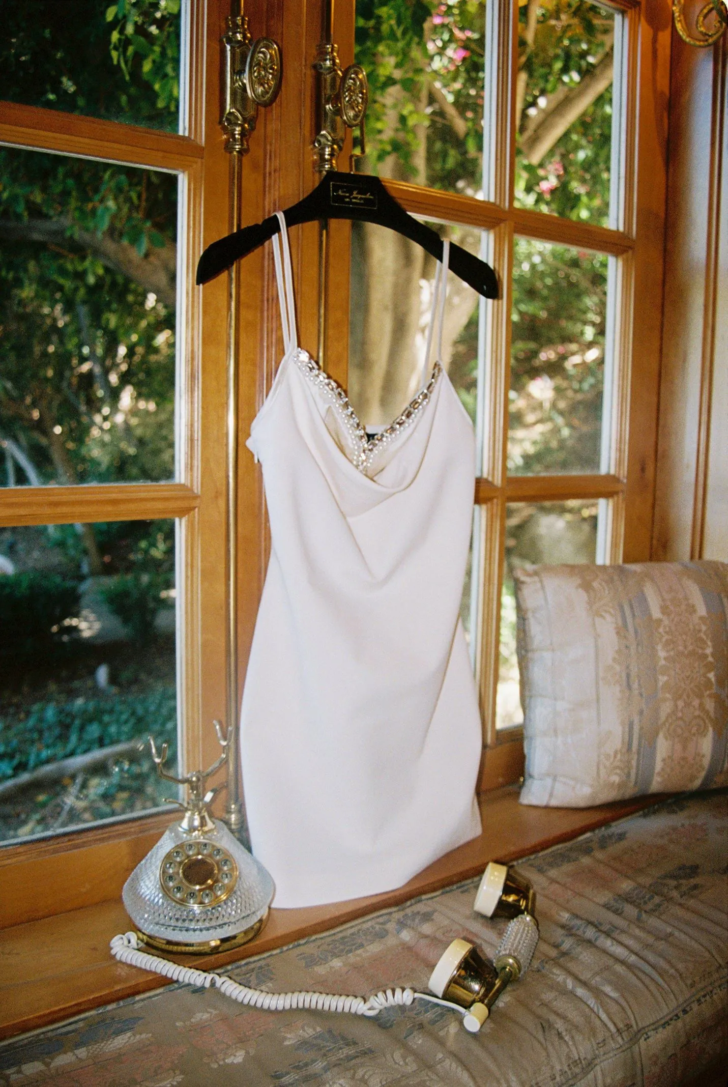Sparkly Rhinestone Pearl Rehearsal Dinner Guest Dress
