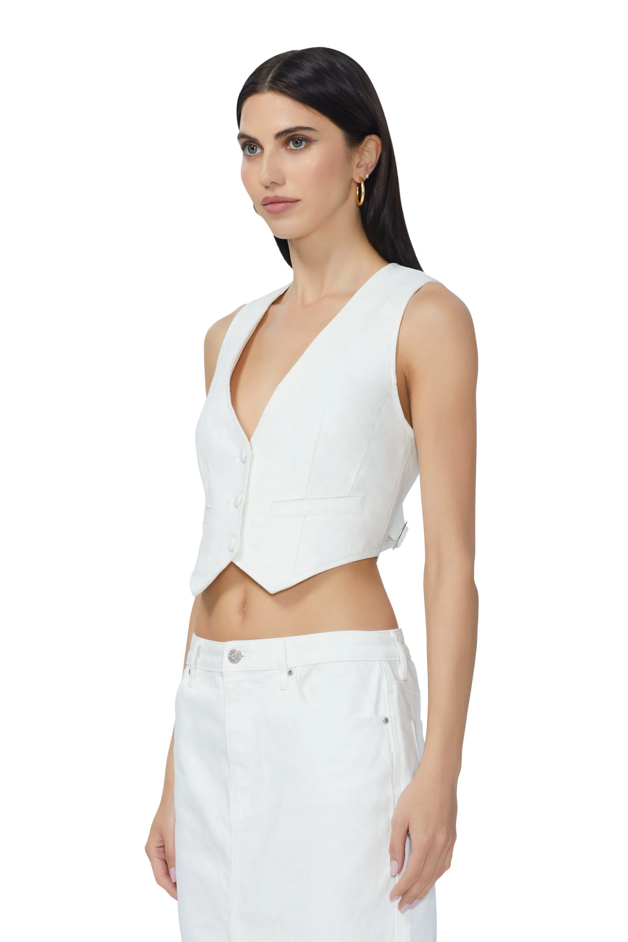 Sterling Denim Vest - White