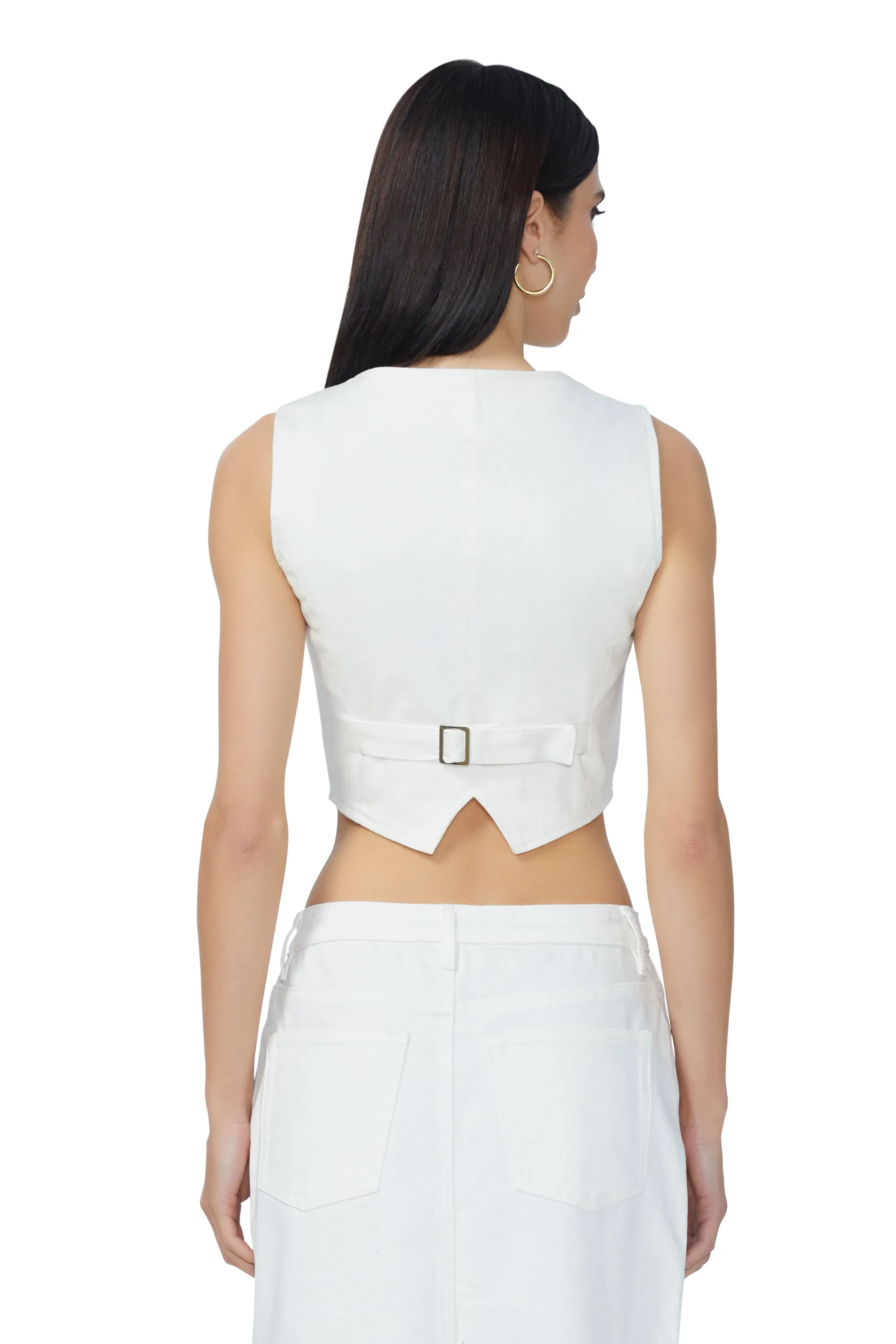 Sterling Denim Vest - White