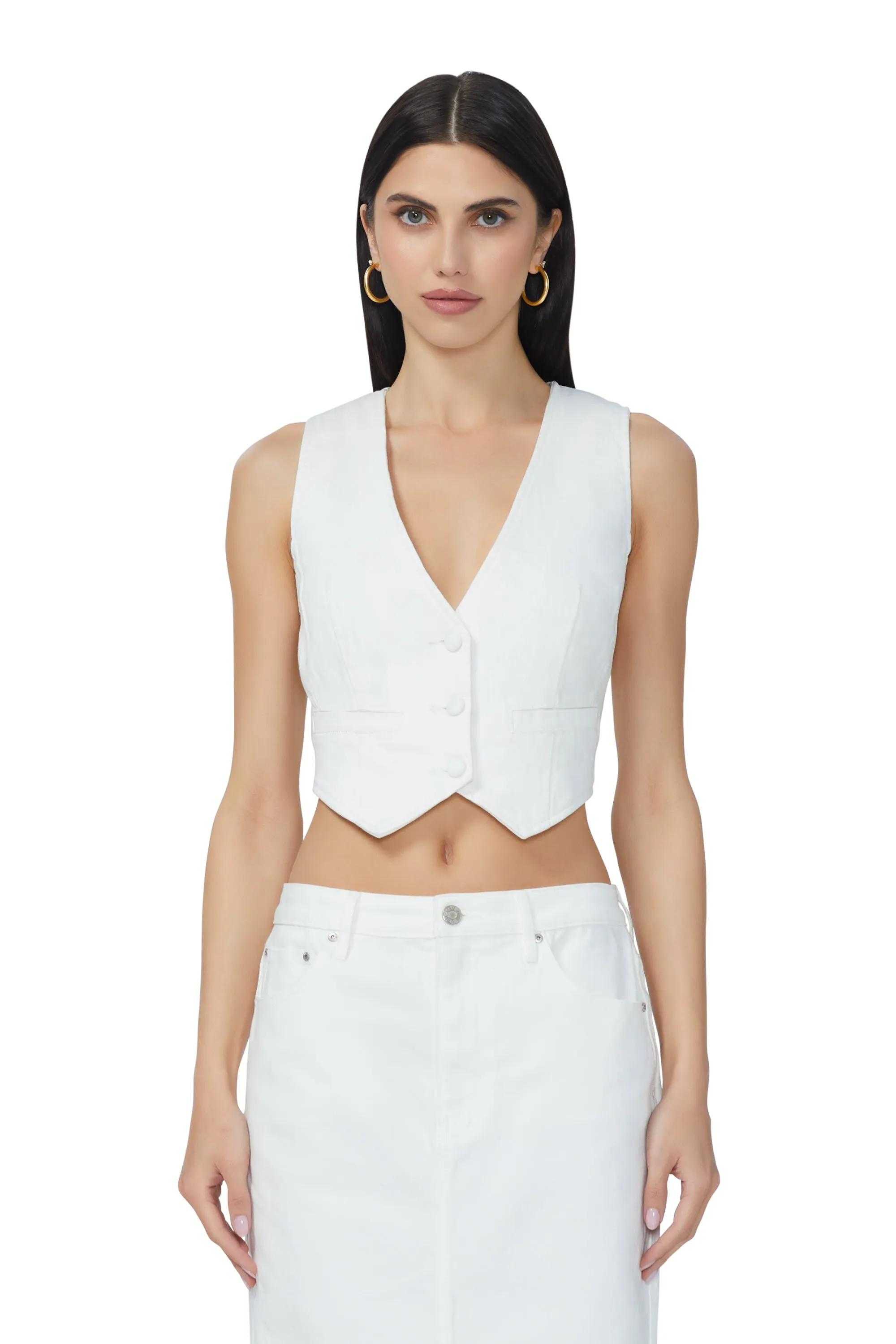 Sterling Denim Vest - White