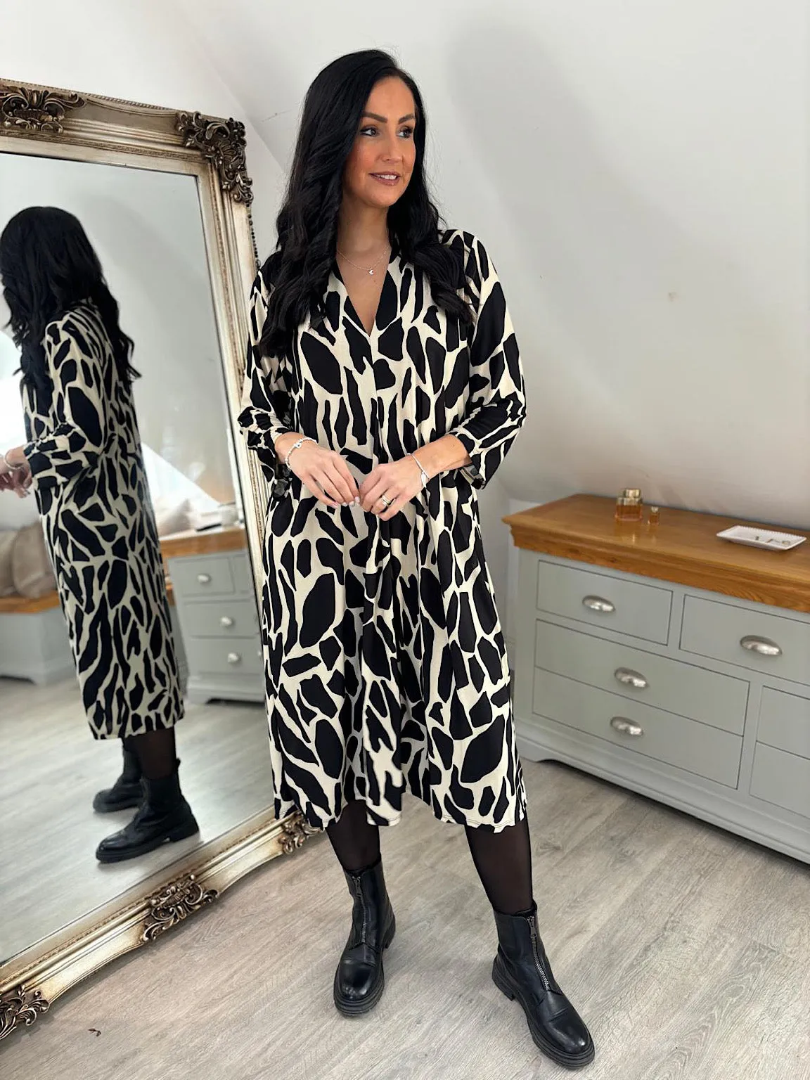 Stone Abstract Patterned Dress Gloria
