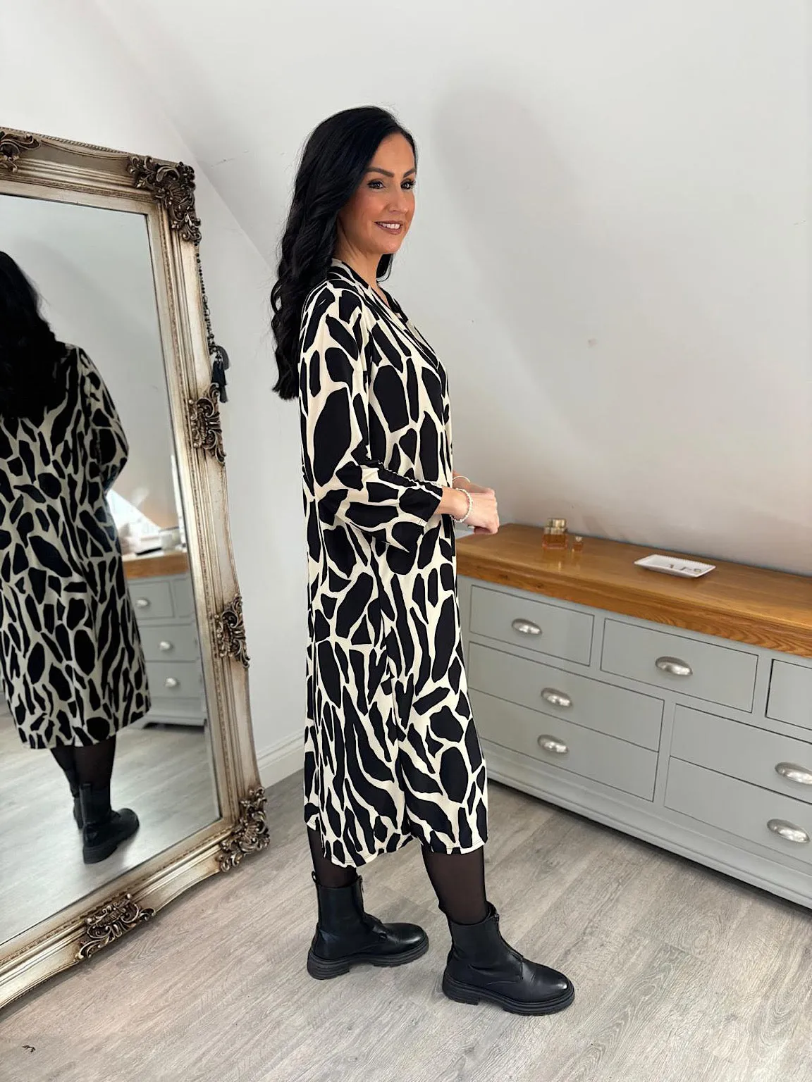 Stone Abstract Patterned Dress Gloria