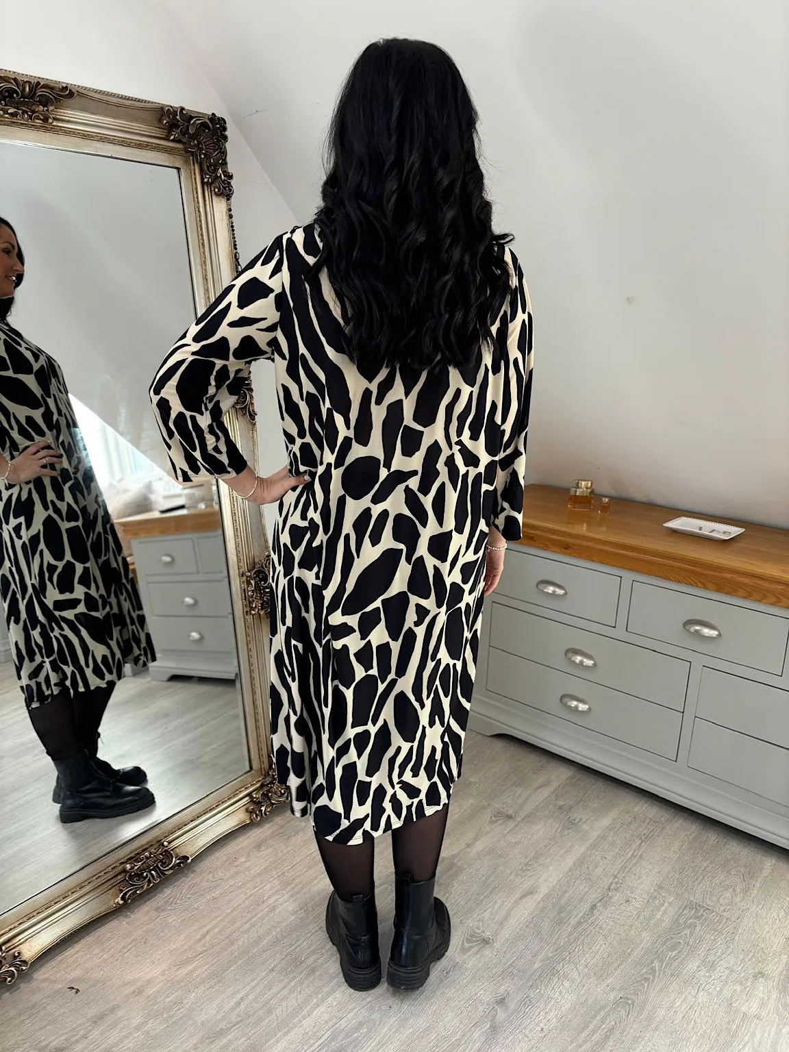 Stone Abstract Patterned Dress Gloria