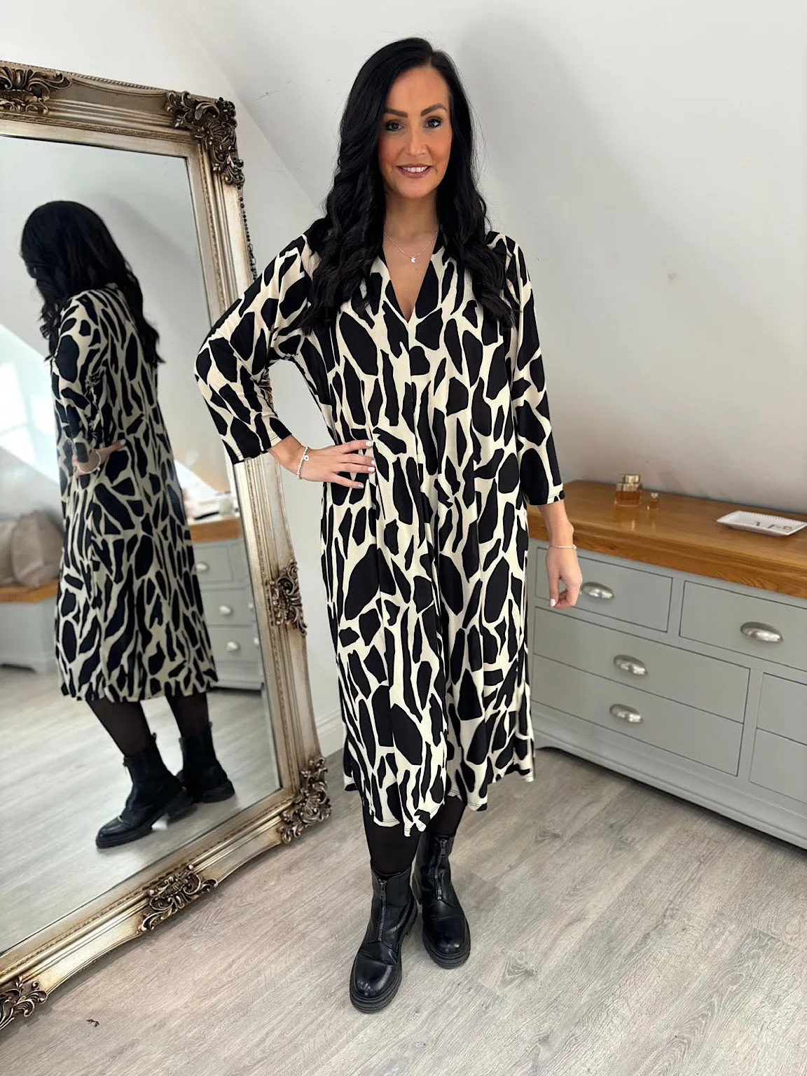 Stone Abstract Patterned Dress Gloria