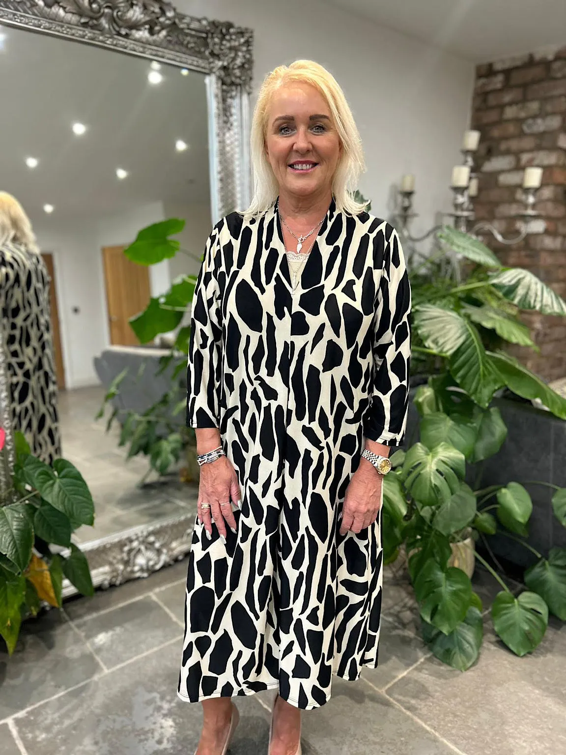 Stone Abstract Patterned Dress Gloria
