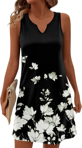 Summer Beach Vacation Clothes Spring Dresses for Women 2025 Sleeveless V Neck Loose Casual Sundresses