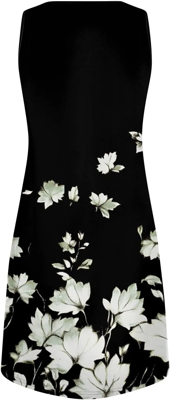 Summer Beach Vacation Clothes Spring Dresses for Women 2025 Sleeveless V Neck Loose Casual Sundresses