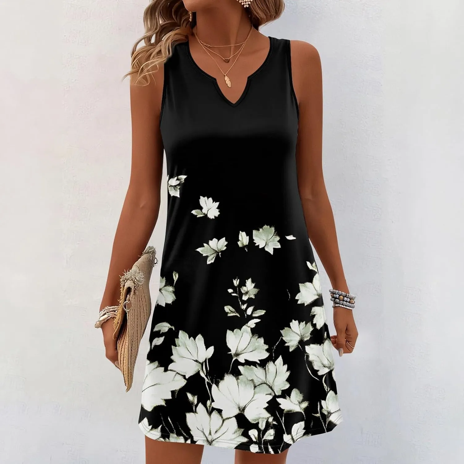 Summer Beach Vacation Clothes Spring Dresses for Women 2025 Sleeveless V Neck Loose Casual Sundresses