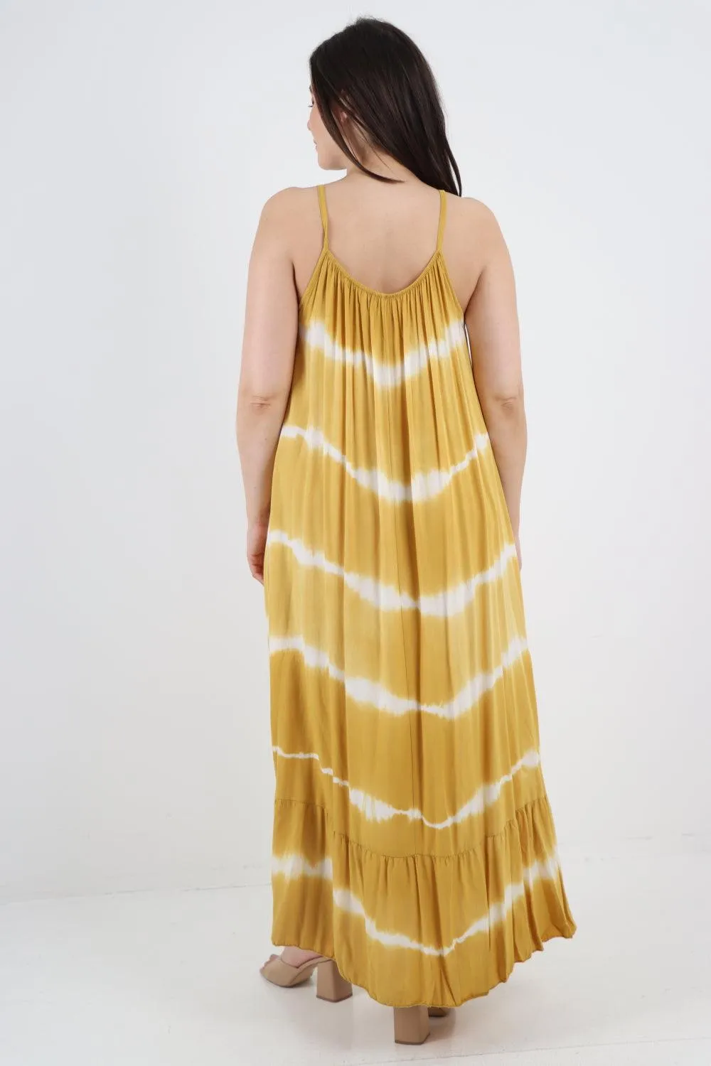 Tie Dye Print Ruffle Hem Sun Dress