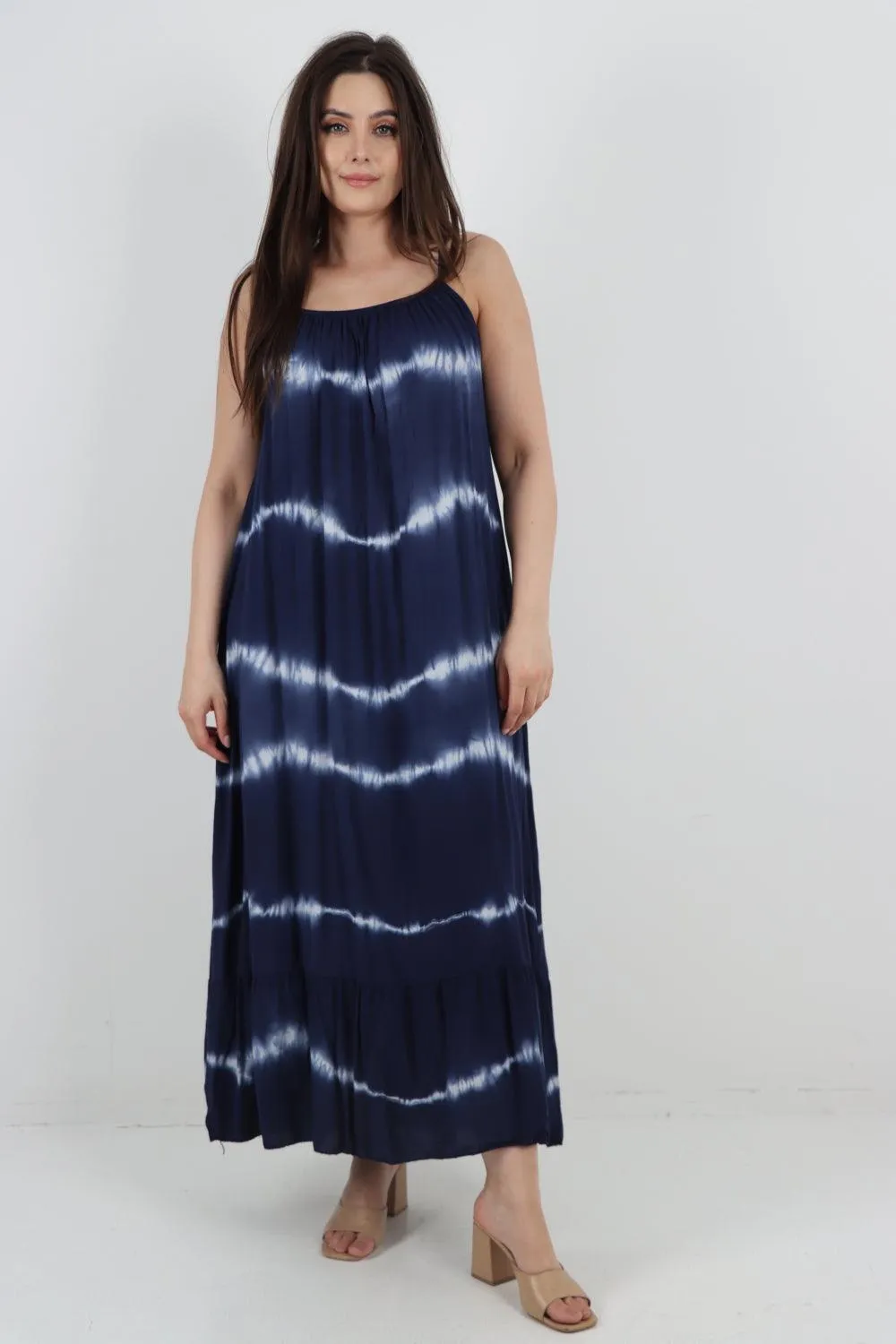 Tie Dye Print Ruffle Hem Sun Dress