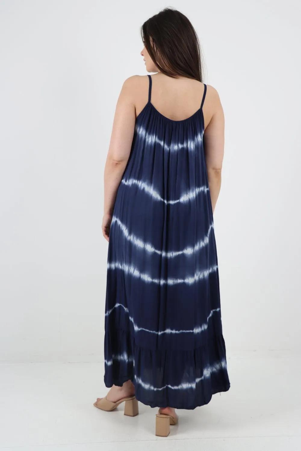 Tie Dye Print Ruffle Hem Sun Dress