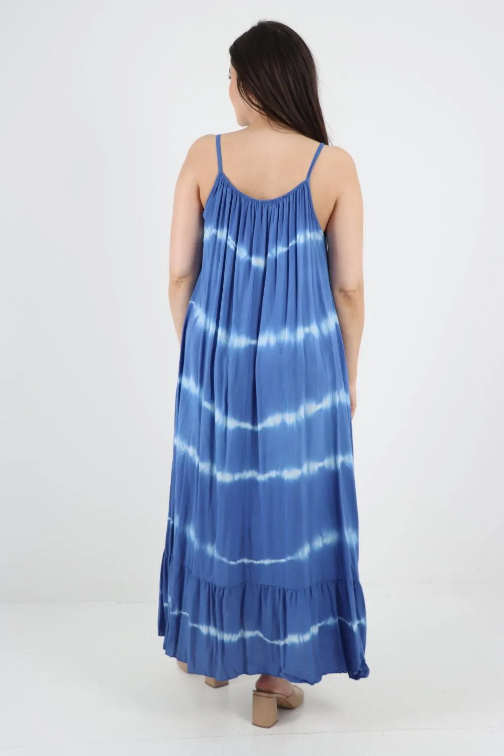 Tie Dye Print Ruffle Hem Sun Dress