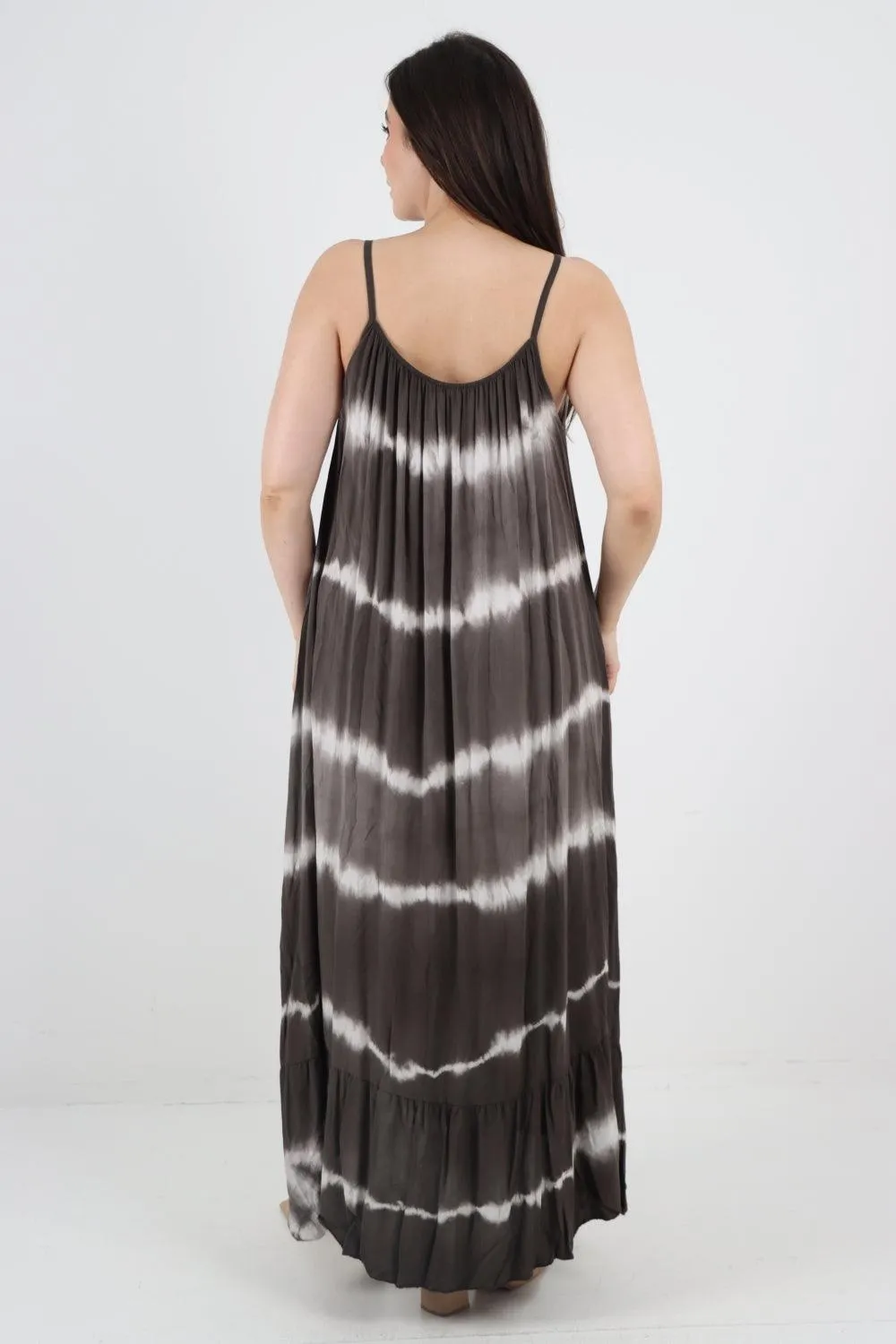 Tie Dye Print Ruffle Hem Sun Dress