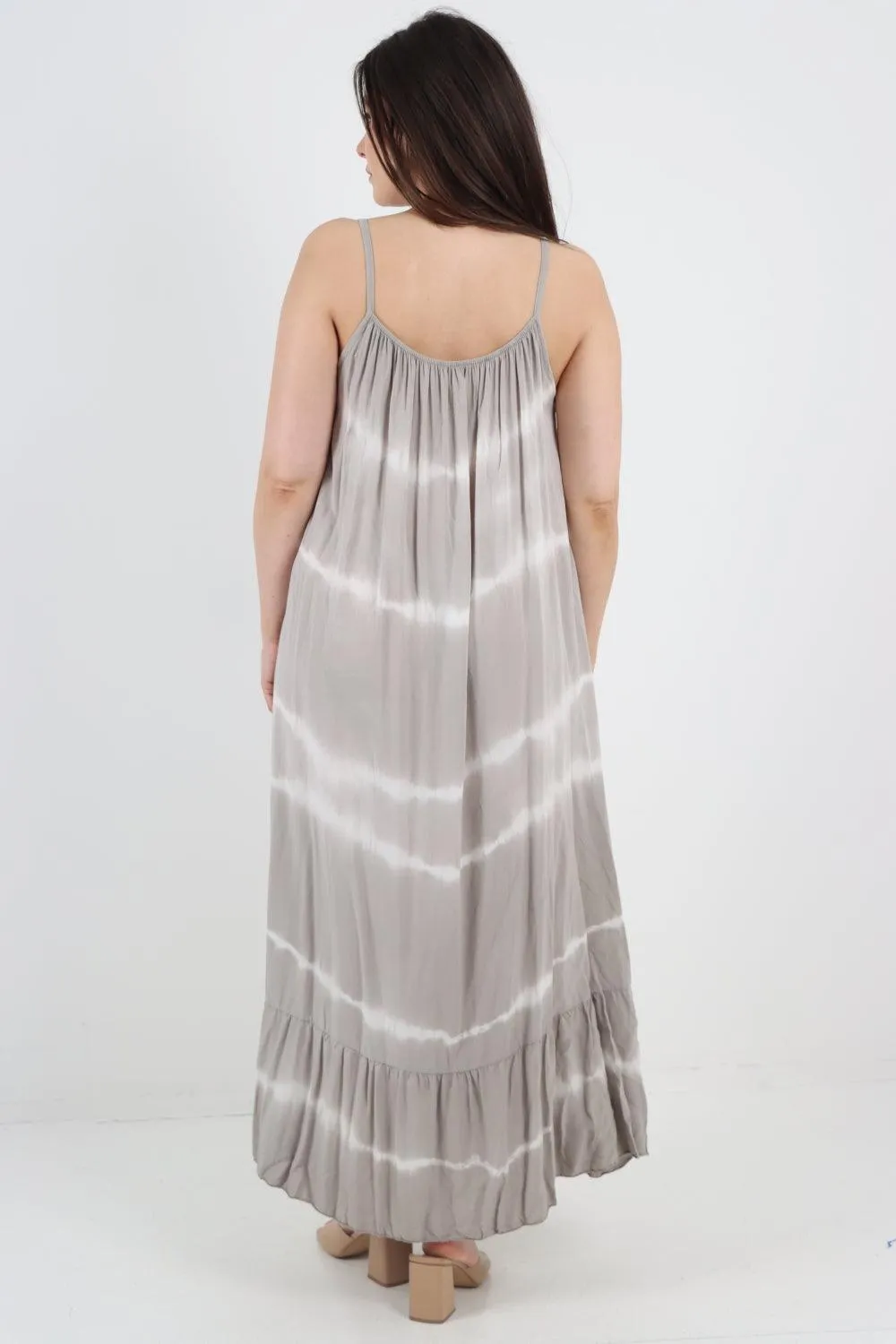 Tie Dye Print Ruffle Hem Sun Dress