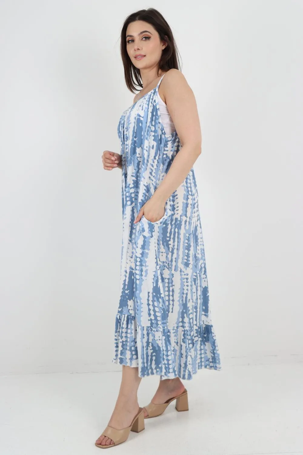 Tie Dye Print Sleeveless Dress