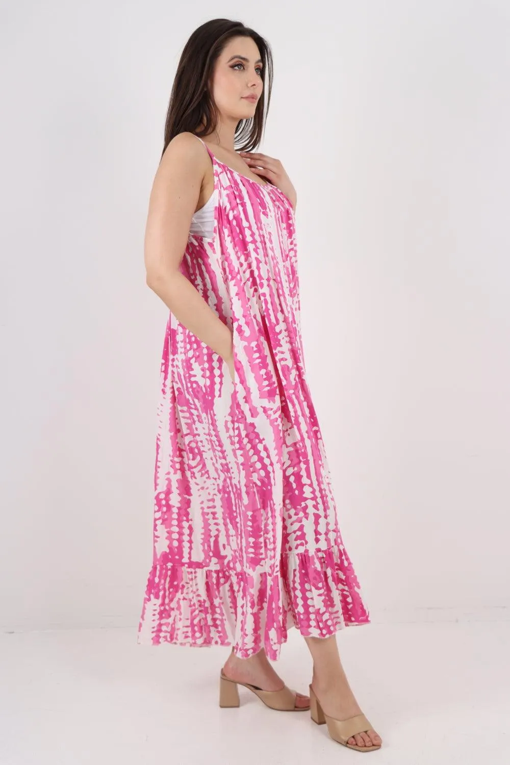 Tie Dye Print Sleeveless Dress