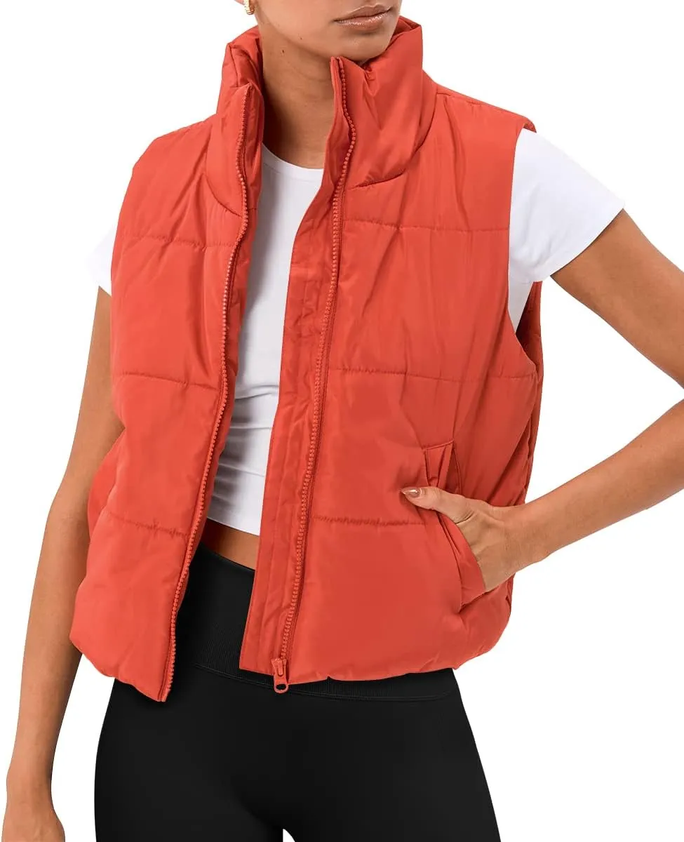 Trendy Queen Puffer Vest Women Sleeveless Winter Outerwear Warm Lightweight Fashion Stand up Collar Down Vest