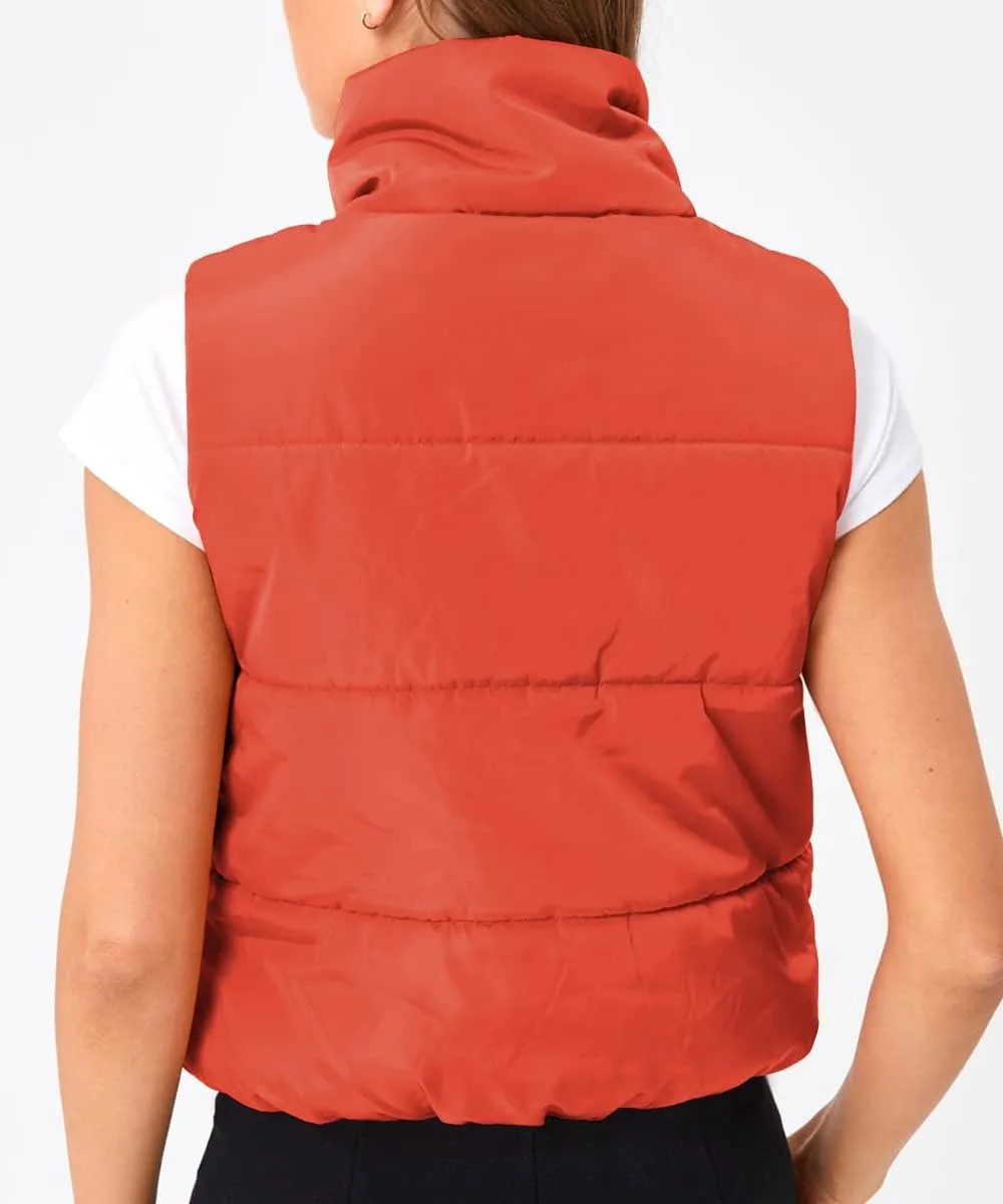 Trendy Queen Puffer Vest Women Sleeveless Winter Outerwear Warm Lightweight Fashion Stand up Collar Down Vest