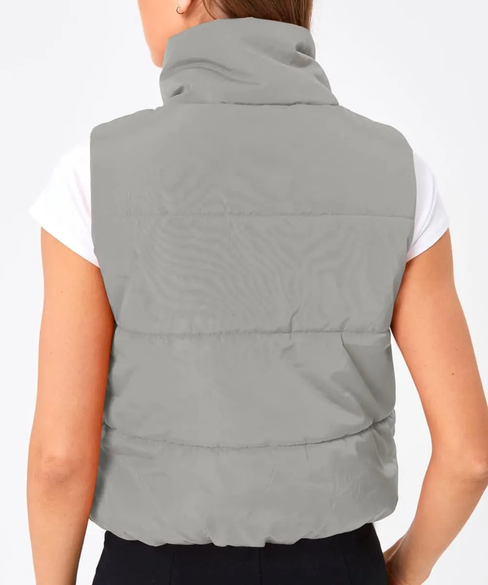 Trendy Queen Puffer Vest Women Sleeveless Winter Outerwear Warm Lightweight Fashion Stand up Collar Down Vest