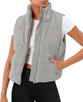 Trendy Queen Puffer Vest Women Sleeveless Winter Outerwear Warm Lightweight Fashion Stand up Collar Down Vest