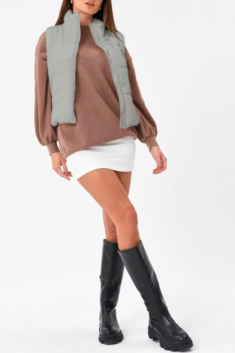 Trendy Queen Puffer Vest Women Sleeveless Winter Outerwear Warm Lightweight Fashion Stand up Collar Down Vest