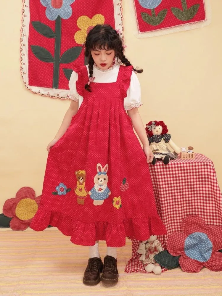 Vintage Girly Red Jacquard Sundress【s0000003037】