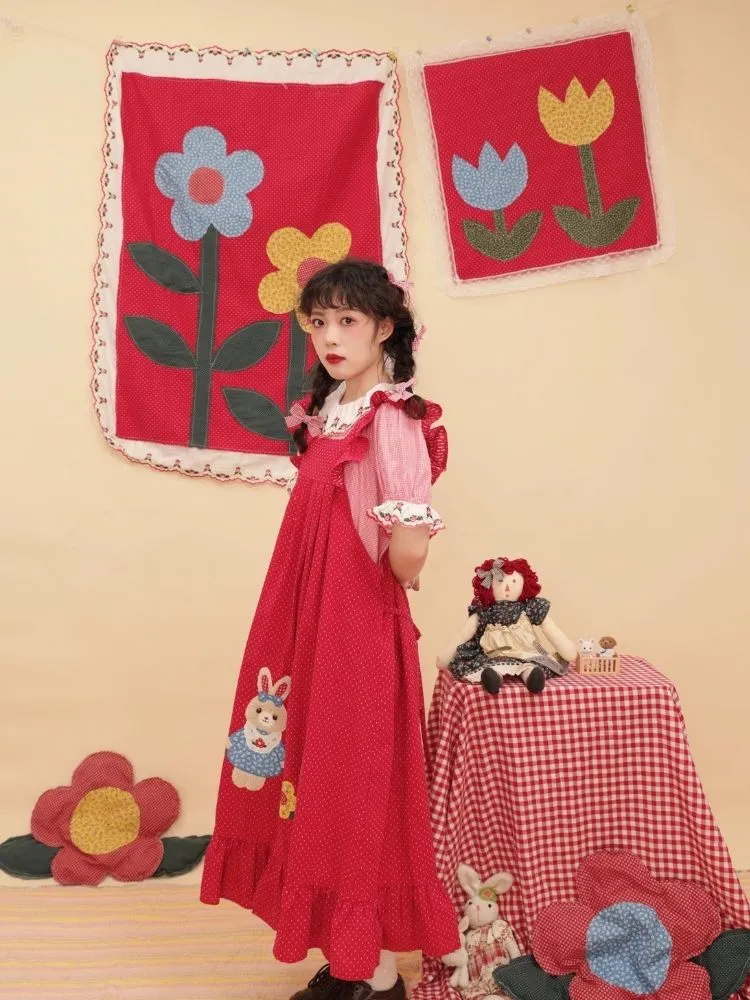 Vintage Girly Red Jacquard Sundress【s0000003037】